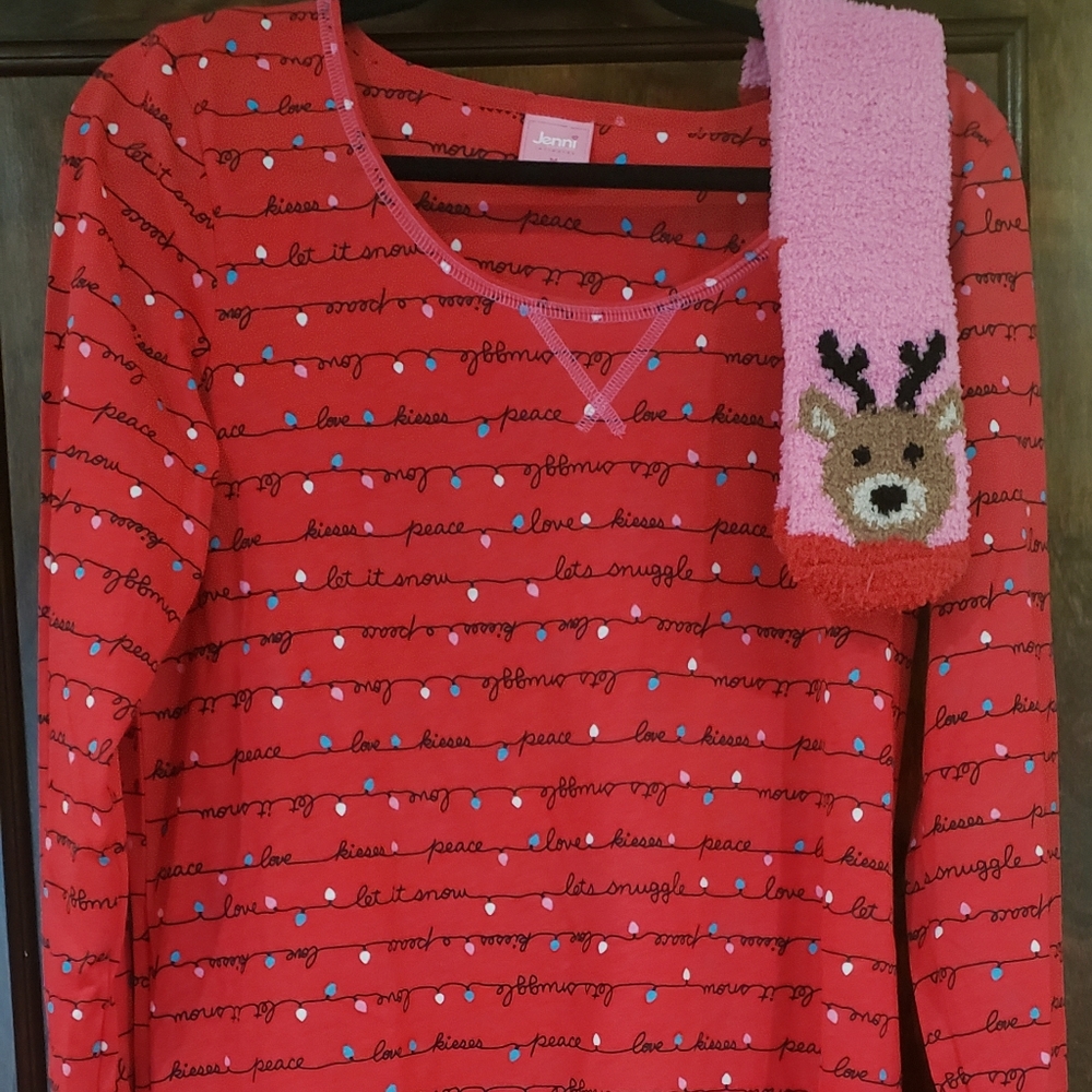 Jenni Night Shirt and Reindeer socks